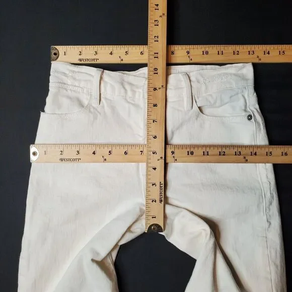 Frame Women Size 24 Le High Straight Jean Raw Stagger Hem Distressed White - Picture 8 of 9